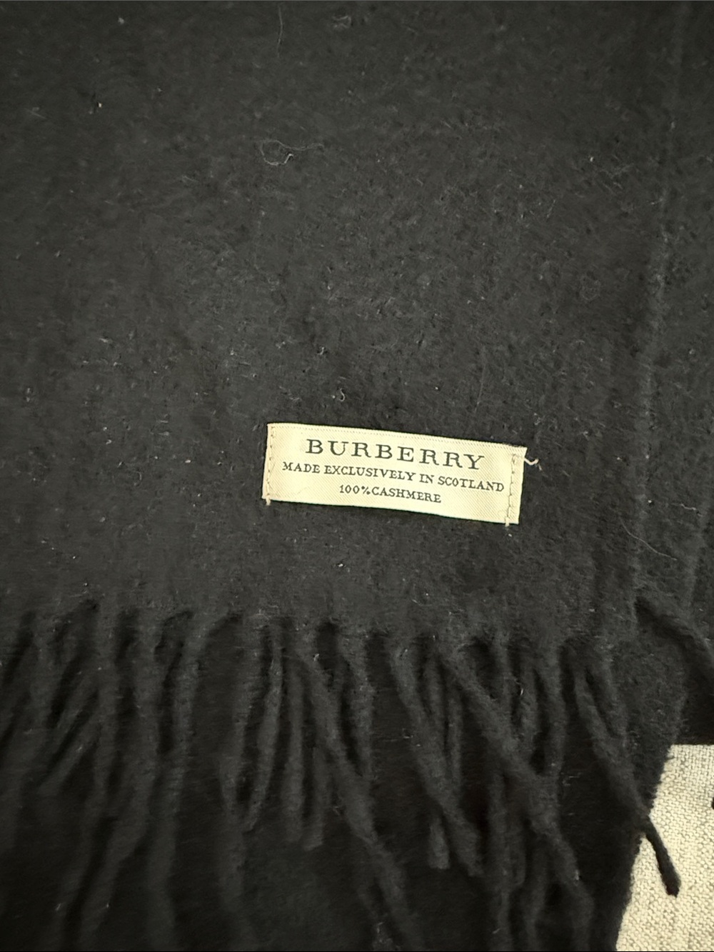 Burberry Black Wool Fringe Scarf - Picture 2 of 4